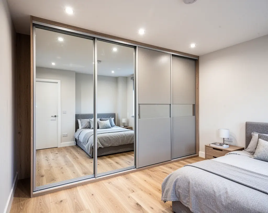 Шкаф-купе с зеркальными дверями на заказ в Бресте