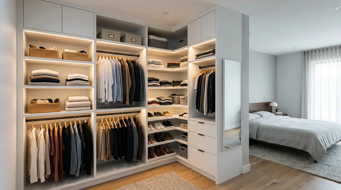 Угловая гардеробная на заказ в Бресте