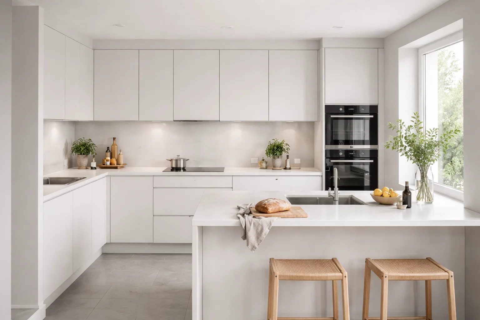 Кухня с МДФ фасадами в эмали на заказ