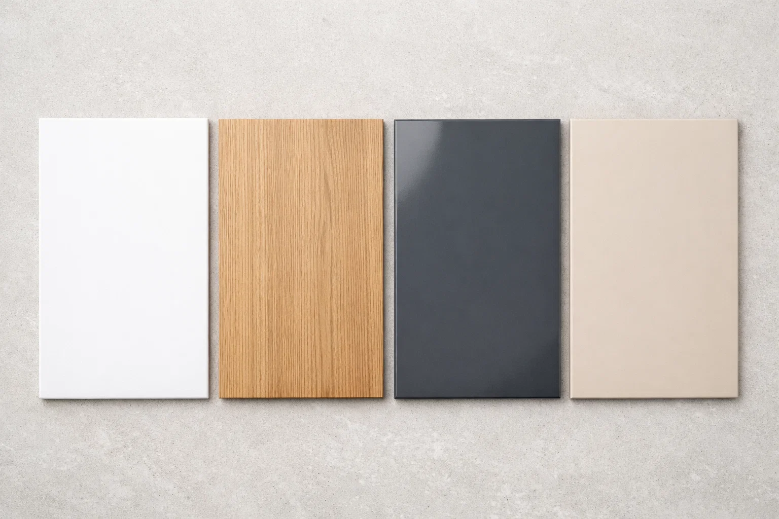 Образцы фасадов для корпусной мебели — МДФ эмаль, шпон, плёнка ПВХ, акрил